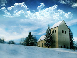 church in snow